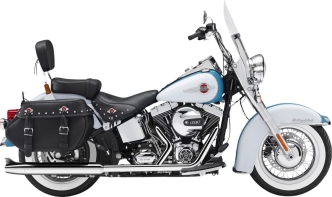 KessTech EC Approved Crossover 2 Into 2 Adjustable Slip-On Mufflers In Chrome With Chrome Fishtail End Caps For Harley Davidson 2007-2013 Softail Models (070-1102-716)