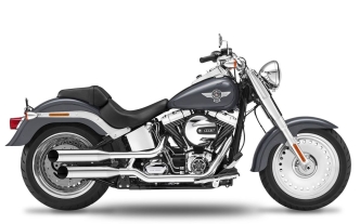 KessTech EC Approved 2 Into 2 Adjustable Slip-Ons In Chrome With Big Slash End Caps In Chrome For Harley Davidson 2007-2011 Fat Boy Models (070-2122-719)