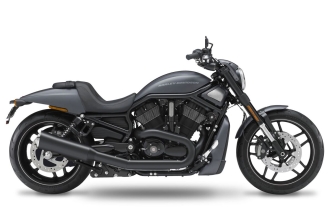 KessTech EC Approved 2 Into 1 Slip-On Muffler In Matte Black With Polished Aluminium BigV End Cap For Harley Davidson 2008 V-Rod Models (080-6467-761)