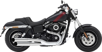 KessTech EC Approved 2 Into 2 Adjustable Staggered Slip-Ons In Chrome With Big Slash End Caps In Chrome For Harley Davidson 2010-2016 Dyna Models (082-2132-719)