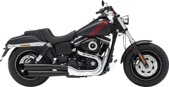 KessTech EC Approved 2 Into 2 Adjustable Staggered Slip-Ons In Matte Black With Big Slash End Caps In Matte Black For Harley Davidson 2010-2016 Dyna Models (082-2132-769)