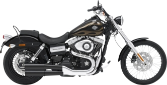 KessTech EC Approved 2 Into 2 Adjustable Flush Slip-Ons In Matte Black With Short Straightcut End Caps In Matte Black For Harley Davidson 2010-2016 Dyna Models (083-2132-765)