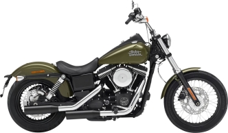KessTech EC Approved 3 Inch 2 Into 2 Slip-On Mufflers In Matte Black With Matte Black Straightcut Short End Caps For Harley Davidson 2009-2013 Dyna Models (090-2132-765)