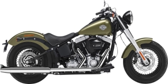 KessTech EC Approved 2 Into 2 Crossover Slip-On Mufflers In Chrome With Fishtail End Caps In Chrome For Harley Davidson 2012-2016 Softail Models (120-1102-716)