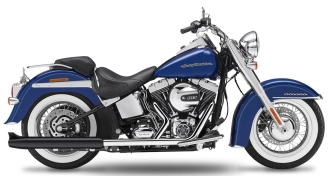KessTech EC Approved 2 Into 2 Crossover Slip-On Mufflers In Matte Black With Fishtail End Caps In Matte Black For Harley Davidson 2012-2016 Softail Models (120-1102-766)