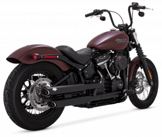 Vance & Hines Twin Slash Slip-On Mufflers With PCX Technology In Black For Harley Davidson 2018-2023 Softail Street Bob & Fat Boy Models (46376)