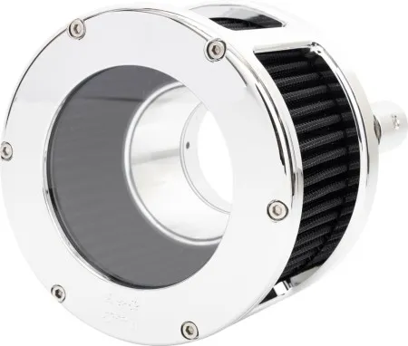 Feuling BA Race Series Air Cleaner In Chrome With Red Filter With Clear Cover For Harley Davidson 2018-2024 Softail, 2017-2025 Touring & Trike (Gen 1) M8 Models (5528)