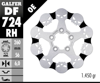 Galfer Rear Fixed Skull Brake Disc For Harley Davidson 2014-2022 Sportster & 2008-2013 XR1200 Models (DF724RH)