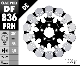 Galfer Rear Floating Skull Brake Disc For Harley Davidson 2008-2023 Touring & 2006-2017 V-Rod Models (DF836FRH)