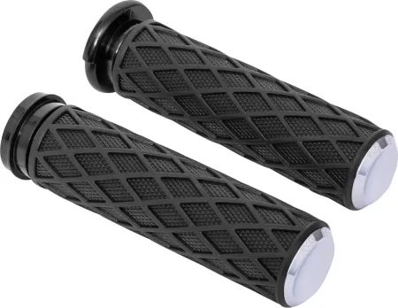 Arlen Ness Chrome Diamond Grips For Harley Davidson 1974-2023 Single And Dual Throttle Cable Models (500-005)