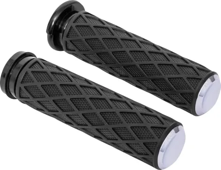 Arlen Ness Chrome Diamond Grips For Harley Davidson 2008-2023 Electronic Throttle Models (500-008)
