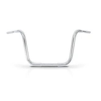 Burly Brand 12 Inch Gorilla Ape Hanger Handlebars In Chrome For Harley Davidson 1982-2023 Models With Mechanical & E-Throttle (Excl. 88-11 Springers) With 1 Inch Inlet Diameter Risers (B12-1501C)