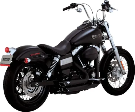 Vance & Hines Shortshots Staggered Exhaust System With PCX Technology In Black Finish For 2012-2017 HD Dyna Models (47327)