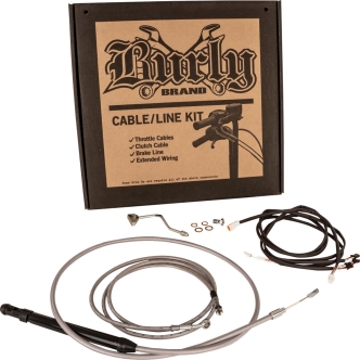 Burly Brand Apehanger Cable/Line Kit In Stainless Steel Finish For Harley Davidson 2021-2023 M8 Touring Models With 16 Inch Apehangers (B30-1312)