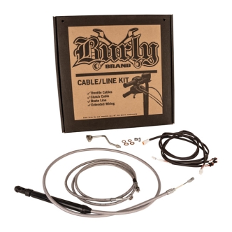 Burly Brand Apehanger Cable/Line Kit In Stainless Steel Finish For Harley Davidson 2021-2023 M8 Touring Models With 14 Inch Apehangers (B30-1311)