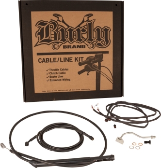 Burly Brand Apehanger Cable/Line Kit In Black Finish For Harley Davidson 2021-2023 M8 Touring Models With 15 Inch Apehangers (B30-1315)