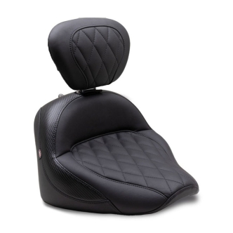 Mustang Double Diamond Touring Solo Seat With Driver Backrest In Black For Indian 2022-2023 Chief Models (89740)