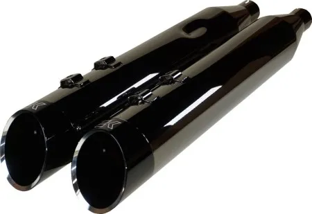 Khrome Werks HP-Eclipse 4.5 Inch Slip-On In Black Eclipse Finish With Edge Tips For 2017-2025 Touring Models (201675)