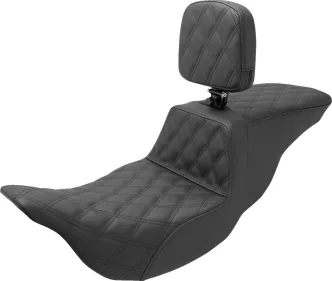 Saddlemen Tour Step Up Front & Rear Lattice Stitched Seat With Drivers Backrest For Harley Davidson 2008-2023 FLHR, FLHT, FLHX & FLTR Touring Models (808-07B-195BR)