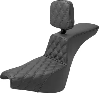 Saddlemen Tour Step Up Front Lattice Stitched Seat With Drivers Backrest For Harley Davidson 2018-2023 FXBB & FXST Softail Models (818-30-192BR)