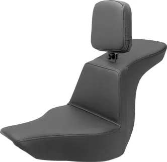 Saddlemen Tour Step Up Plain Seat With Drivers Backrest For Harley Davidson 2018-2023 FLSB Sport Glide & FXLR/S Low Rider/S Softail Models (818-29-194BR)