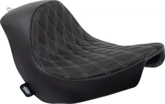 Drag Specialties Double Diamond Silver Stitched Solo Seat For Harley Davidson 2018-2024 FXLR Low Rider & FLSB Sport Glide Models (0802-1514)