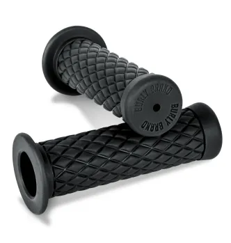 Burly Brand 1 Inch Diamondback Grip Set In Black For Harley Davidson 1974-2024 Models With 1 Inch Diameter Grip Area (B16-1005)