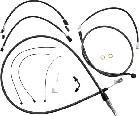 Magnum 15-17 Inch Ape Hanger Cable Kit In Black Pearl Finish For 2018-2024 Softail Fat Bob & Low Rider/S Models (4871162)