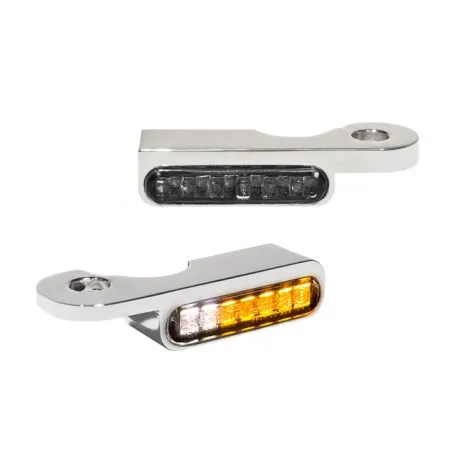 Heinz Bikes Stripes Turn Signals In Chrome For Harley Davidson 2002-2021 Touring, Softail, Dyna & V-Rod CVO Models (HBTS-CVO02-C-PL)