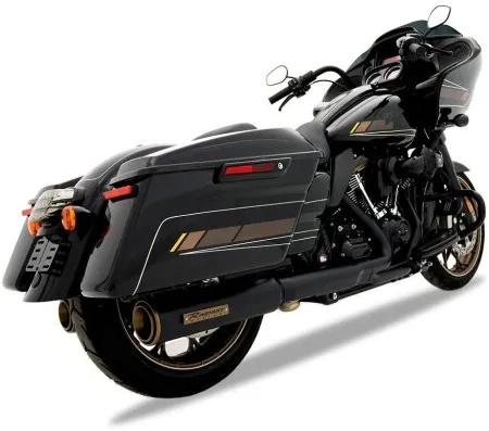 Rinehart 4.5 Inch HP45 Slip-On Mufflers In Black With Bronze End Caps For Harley Davidson 2017-2024 Touring Models (500-1101)