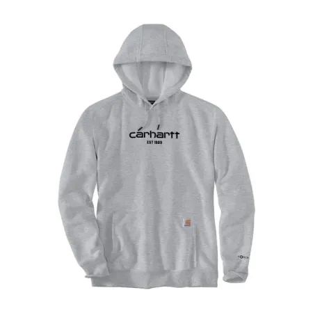 Carhartt Logo Graphic Hoodie Asphalt Heather Size 2XL (105569-0582XLREG)