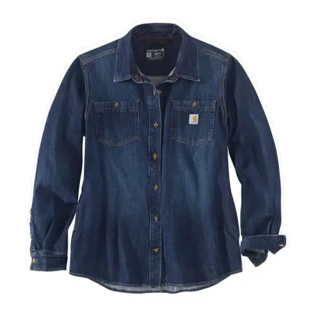 Carhartt Midweight Women Denim Shirt Size Small (105492-H85SREG)