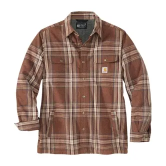 Carhartt Sherpa Lined Flannel Plaid Shirt Burnt Sienna Size Small (ARM743059)