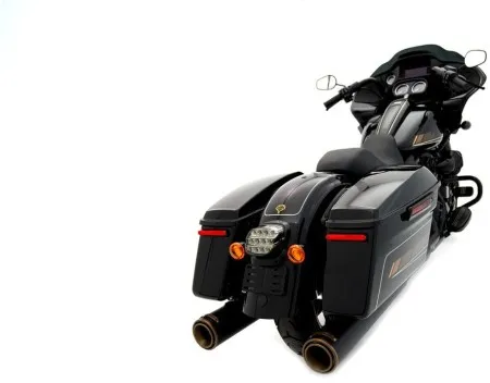 Rinehart 4.5 HP45XL Slip-On Mufflers In Black With Bronze End Caps & Badges For Harley Davidson 2017-2024 Touring Models (500-1111)