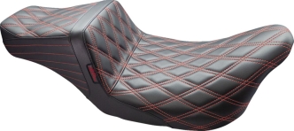 Le Pera TailWhip Double Diamond Red Stitched Seat In Black For Harley Davidson 2008-2023 Touring Models (LK-587DD-RED)