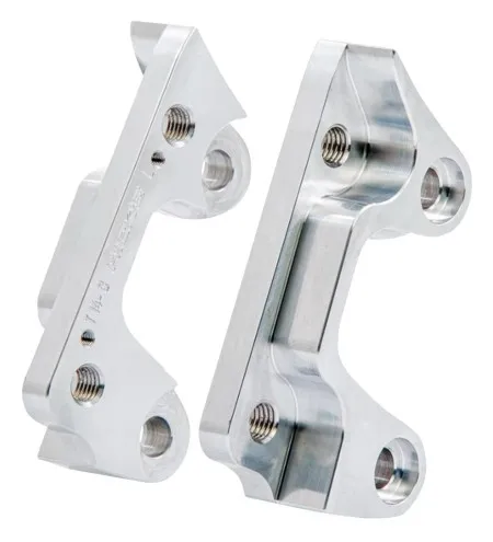 Ricks Left and Right Front Caliper Brackets In Polished Finish For Oversize 13 Inch Disc on 2008-2013 Touring Models (65-8033001-0)