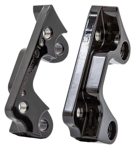 Ricks Left and Right Front Caliper Brackets In Black Finish For Oversize 13 Inch Disc on 2008-2013 Touring Models (65-8033001-SG)