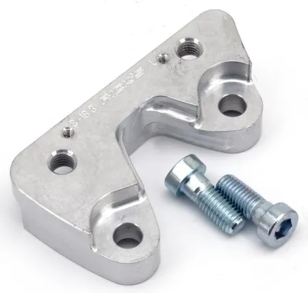 Ricks Left Front Caliper Bracket In Polished For Oversize 13 Inch Disc on 2018-2026 FLFB & FLFBS Fat Boy Models (S8-8031181-0)