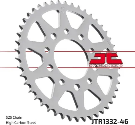 JT Sprockets JTR1332.46 Rear Replacement Sprocket 46 Teeth 525 Pitch Natural Steel (JTR1332.46)