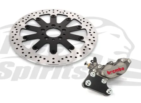 Free Spirits Bolt-In 4 Piston Caliper Kit In Titanium With 320mm Rotor For 2018-2024 Softail Sport Glide Models (203921TK)