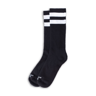 American Socks Mid High Back In Black I Double White Striped (ARM629385)