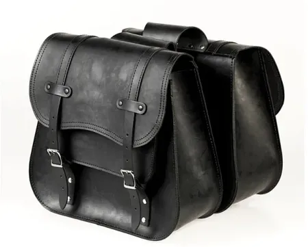 Ledrie, Reinforced Rigid Leather Saddlebag SET. Throw-over (HLZAD2-1073)