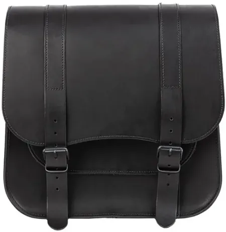 Ledrie, Single Leather Saddlebag ''POSTMAN''. 30 LITERS. Black (HLZAD2-2025)