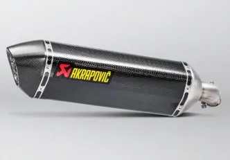 Akrapovic Carbon Fiber Slip-On Muffler With Carbon Fiber End Caps With EC/ECE Type Approval For Suzuki 2016-2024 SV 650 Models (S-S6SO9-HRC/1)