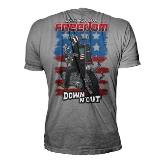 Down-n-out Freedom Rider T-shirt American Flag Grey (ARM374499)
