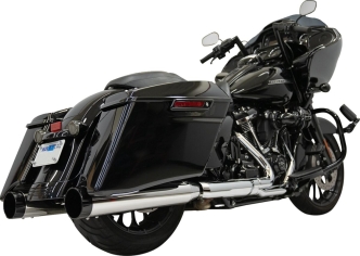 Bassani 4.5 Inch Slip-On Mufflers In Chrome With Black End Caps For Harley Davidson 2017-2024 M8 Touring Models (1F745)