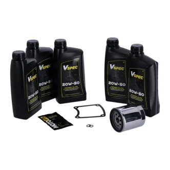 Vspec Fully Synthetic Service Kit With Chrome Filter For 1999-2006 Harley Davidson FLT/Touring (ARM528589)