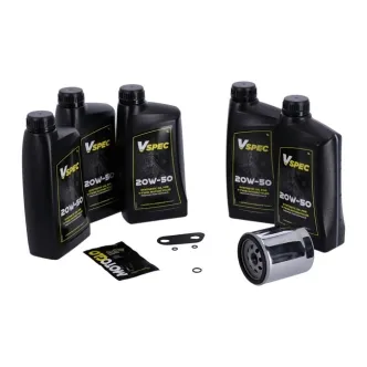 Vspec Fully Synthetic Service Kit With Chrome Filter For 2004-2022 Harley Davidson XL Sportster (ARM728589)
