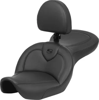 Saddlemen Roadsofa Standard Reach Seat In Plain With Drivers Backrest For Harley Davidson 1996-2003 FXDWG Dyna Wide Glide Models (896-05-187BR)