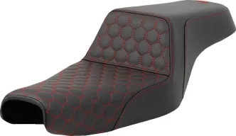 Saddlemen Honeycomb Step-Up Seat With Red Stitching For Harley Davidson 2004-2022 Sportster Models (807-11-17704)